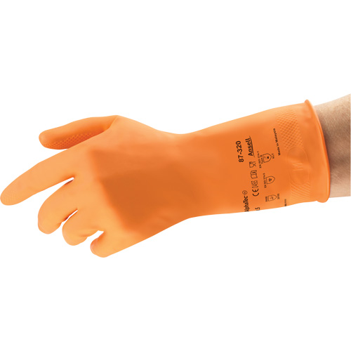 Gants r&eacute;sistants aux produits chimiques AlphaTec 87-320, Taille 9,5, 11,8" lo, Latex de caoutchouc, Doublure en Coton/Ouat&eacute;e, 17 mils Rock Safety Industrial Ltd