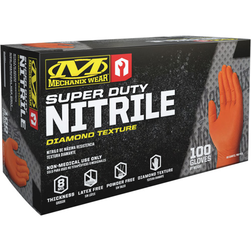 Gants robustes jetables, 9/Moyen, Nitrile, 8 mils, Sans poudre, Orange Rock Safety Industrial Ltd