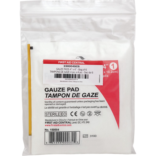 SmartCompliance&reg; Refill Gauze, Pad, 4" L x 4" W, Sterile, Medical Device Class 1 Rock Safety Industrial Ltd