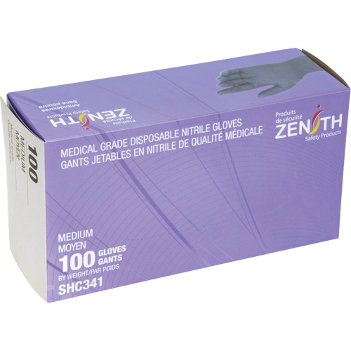 Medical Grade Disposable Gloves, Medium, Nitrile, 6-mil, Powder-Free, Black, Class 2 Rock Safety Industrial Ltd