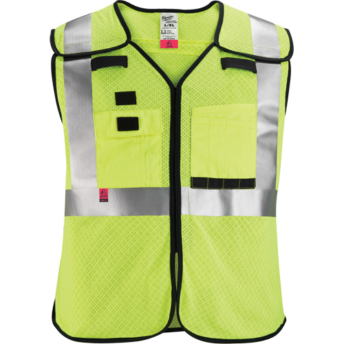 Breakaway Mesh Safety Vest, Black/High Visibility Lime-Yellow, Medium/Small Rock Safety Industrial Ltd