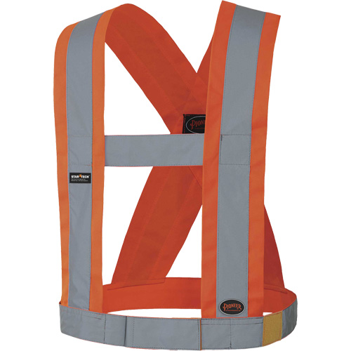 5490 Bretelles de s&eacute;curit&eacute; r&eacute;glable de 4" de large, R&eacute;pond ou surpasse la norme CSA Z96 classe 2 - niveau 2, Orange haute visibilit&eacute;, Couleur r&eacute;fl&eacute;chissante Argent, Taille unique Rock Safety Industrial Ltd