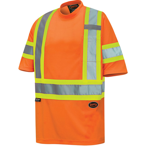 6970 Bird's-Eye Safety T-Shirt, Polyester, X-Small, High Visibility Orange Rock Safety Industrial Ltd