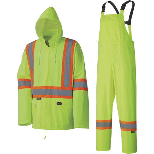 5599 Combinaison de pluie imperm&eacute;able et l&eacute;g&egrave;re, Polyester/PVC, T-petit, Jaune lime haute visibilit&eacute; Rock Safety Industrial Ltd