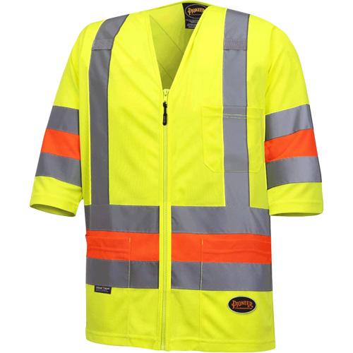 6019 Short-Sleeved Quebec Traffic Control Shirt, Polyester, X-Small, High Visibility Lime-Yellow Rock Safety Industrial Ltd