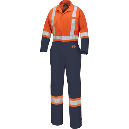 5514WBB Women's 2-Tone Safety Coveralls, X-Small, High Visibility Orange/Navy Blue Rock Safety Industrial Ltd