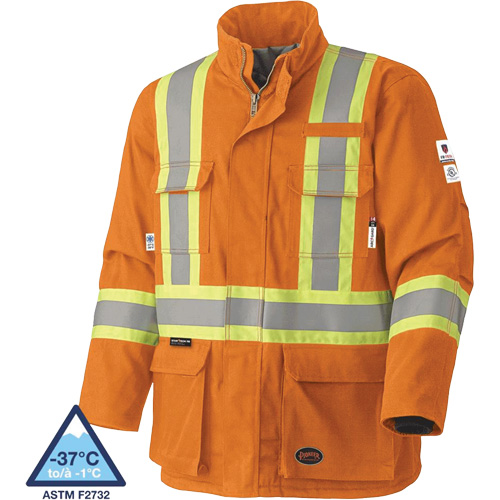5533 Manteau de s&eacute;curit&eacute; ignifuge, Petit, Orange haute visibilit&eacute;, 58 cal/cm² Rock Safety Industrial Ltd