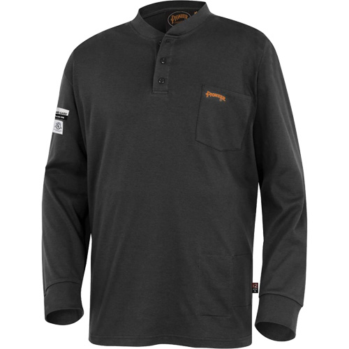 332 Chandail Henley en tricot interlock ignifuge, Petit, Noir Rock Safety Industrial Ltd