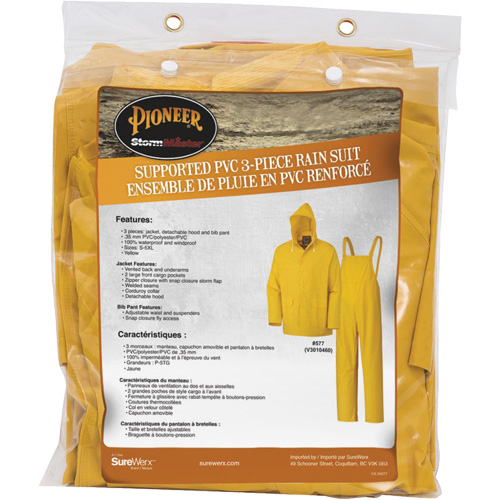 577 3-Piece Rain Suit, Polyester/PVC, 6X-Large, Yellow Rock Safety Industrial Ltd