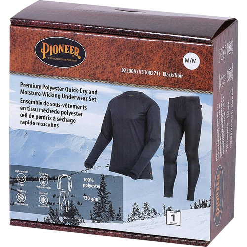 D2200A Ensemble de sous-v&ecirc;tements &agrave; s&eacute;chage rapide et &eacute;vacuation de l'humidit&eacute; de premi&egrave;re qualit&eacute;, Hommes, T-petit, Noir Rock Safety Industrial Ltd