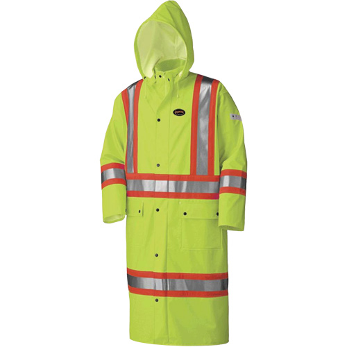 5897 Manteau long imperm&eacute;able et ignifuge, Grand, Jaune lime haute visibilit&eacute; Rock Safety Industrial Ltd