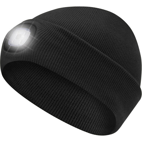 5678 Tuque en tricot avec lampe frontale &agrave; DEL, Doublure en Molleton, Taille unique, Noir Rock Safety Industrial Ltd