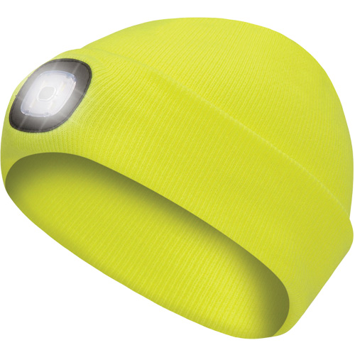 5676 Tuque en tricot avec lampe frontale &agrave; DEL, Doublure en Molleton, Taille unique, Jaune haute visibilit&eacute; Rock Safety Industrial Ltd