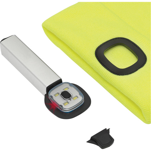 5676 Tuque en tricot avec lampe frontale &agrave; DEL, Doublure en Molleton, Taille unique, Jaune haute visibilit&eacute; Rock Safety Industrial Ltd