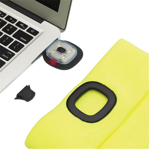 5676 Tuque en tricot avec lampe frontale &agrave; DEL, Doublure en Molleton, Taille unique, Jaune haute visibilit&eacute; Rock Safety Industrial Ltd