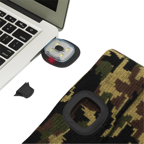 5677 Knit Toque with LED Headlight, Fleece Lining, One Size, Camo Rock Safety Industrial Ltd