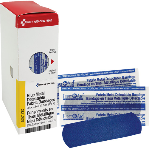 Fabric Blue Detectable Bandages, Rectangular/Square, 1", Fabric Metal Detectable, Sterile Rock Safety Industrial Ltd