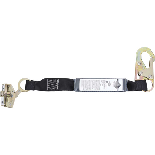 SA-3206-2 Longe d'absorption des chocs, 2', Point d'ancrage &agrave; Crochet mousqueton, Crochet mousqueton aux jambes, Polyester Rock Safety Industrial Ltd