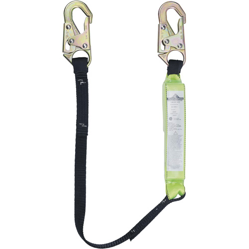 SA-6400-4 Shock Absorbing Lanyard, 4', Snap Hook Center, Snap Hook Leg Ends, Polyester Rock Safety Industrial Ltd