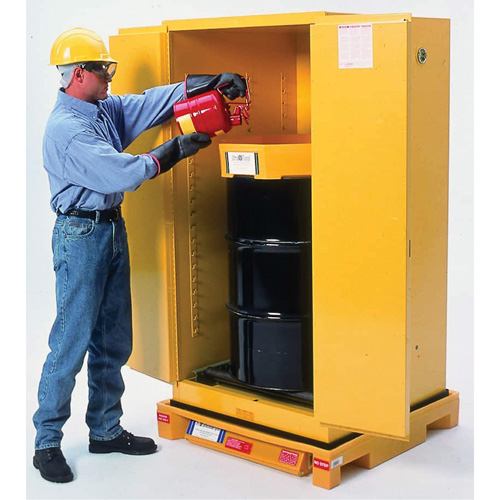 Single Drum Ultra-Safety Cabinet Bladder System&reg;, 37.8" L x 37.8" W x 6.3" H, 1500 lbs. Load Capacity Rock Safety Industrial Ltd