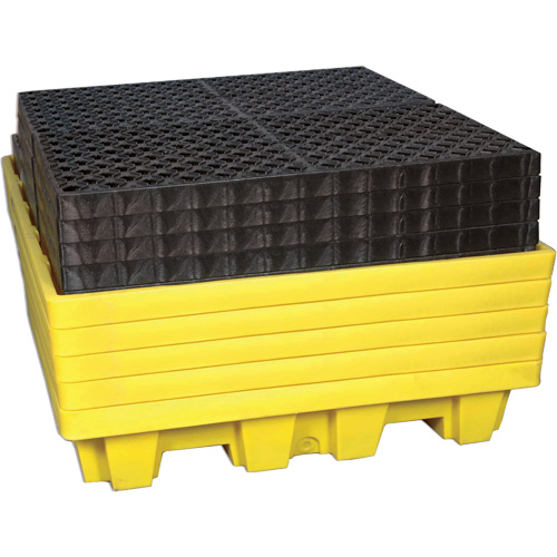 Ultra-Spill Pallet emboitable, 4 barils, Capacit&eacute; de d&eacute;versement 66 gal. US, 51" x 51" x 10" Rock Safety Industrial Ltd