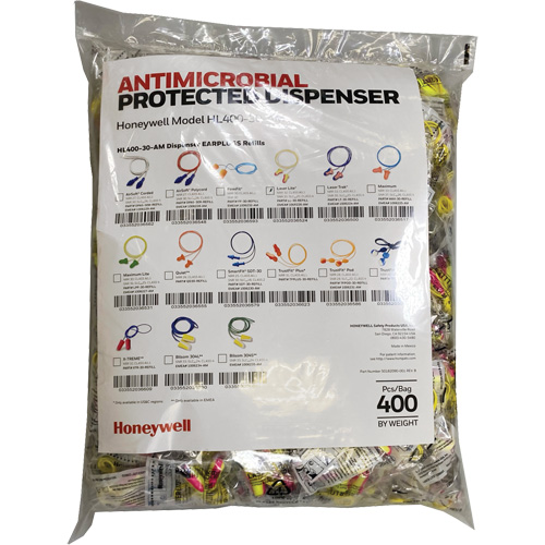 LL-30 Earplugs Refill for HL400 Dispenser, Bulk - Polybag, Corded Rock Safety Industrial Ltd