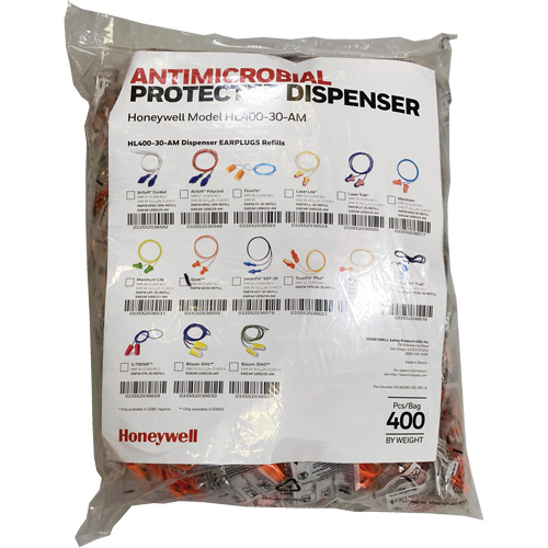 Recharge de bouchons doreille QD30 pour le distributeur HL400, Vrac - Sac en poly, Avec cordon Rock Safety Industrial Ltd
