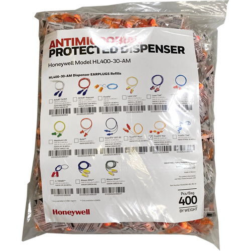 TF-30 Earplugs Refill for HL400 Dispenser, Bulk - Polybag, Corded Rock Safety Industrial Ltd