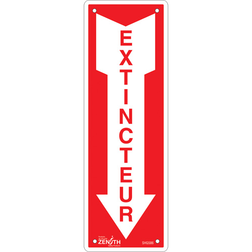 Enseigne  Extincteur , 12" x 4", Aluminium, Français avec pictogramme Rock Safety Industrial Ltd