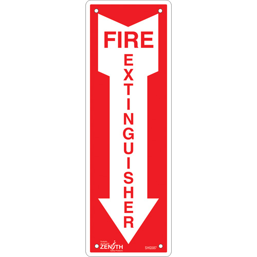 Enseigne Fire Extinguisher, 12" x 4", Aluminium, Anglais avec pictogramme Rock Safety Industrial Ltd