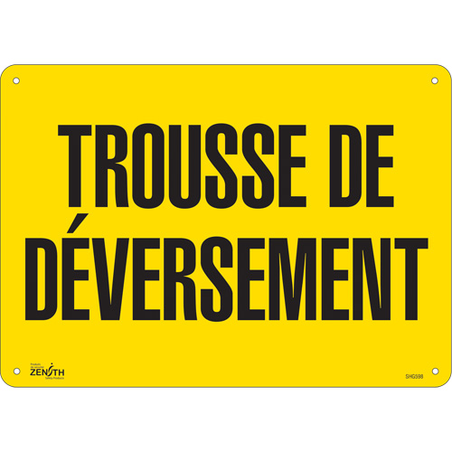 Enseigne  Trousse de d&eacute;versement , 10" x 14", Plastique, Français Rock Safety Industrial Ltd