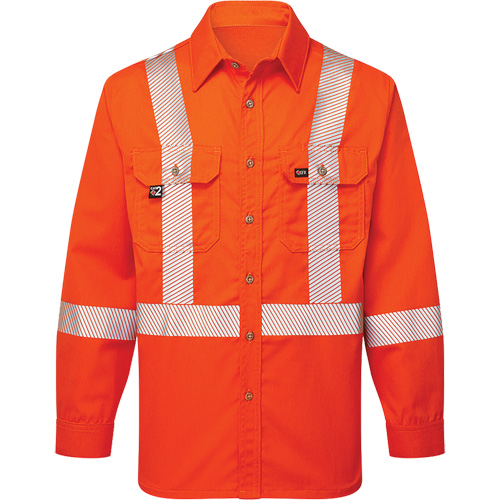 Ultrasoft&reg; Flame Resistant Deluxe Segmented Striped Work Shirt, X-Large, Orange Rock Safety Industrial Ltd