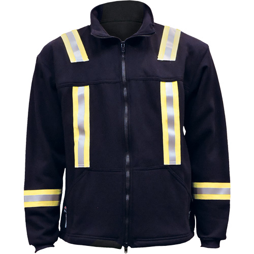 Flame Resistant Striped Full Zip Fleece Jacket, Large, Navy Blue Rock Safety Industrial Ltd
