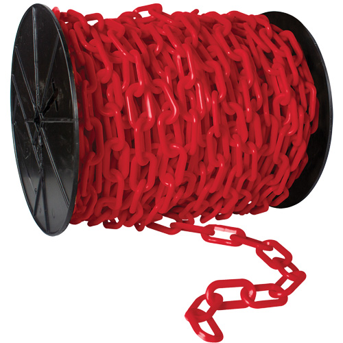 Chaîne de s&eacute;curit&eacute; en plastique robuste, Noir, Maillon de 2", 100' de long Rock Safety Industrial Ltd