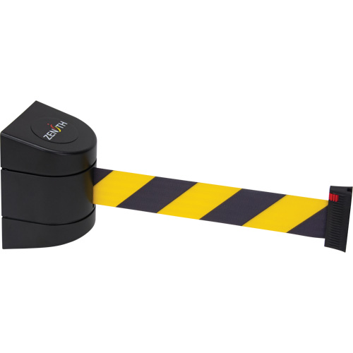 Barri&egrave;re murale magn&eacute;tique avec bande magn&eacute;tique, Plastique, Fixation magn&eacute;tique, 15', Ruban Noir et jaune Rock Safety Industrial Ltd