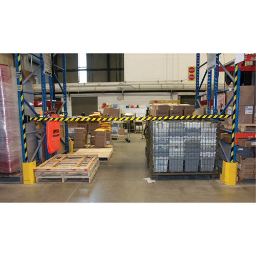 Barri&egrave;re murale magn&eacute;tique avec bande magn&eacute;tique, Plastique, Fixation magn&eacute;tique, 15', Ruban Noir et jaune Rock Safety Industrial Ltd