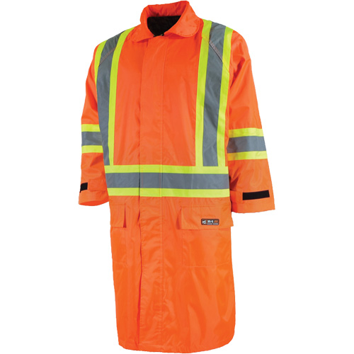 Long Rain Jacket with Detachable Hood, Nylon/PVC, Small, High Visibility Orange Rock Safety Industrial Ltd