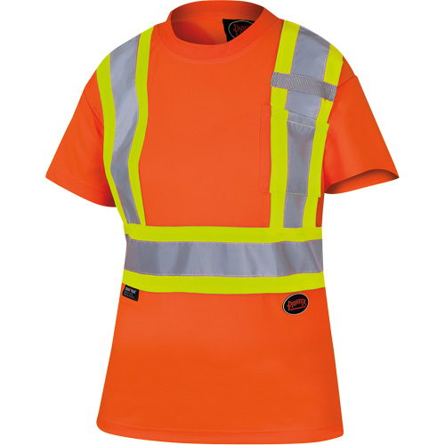 6948 Women's Bird's-Eye Safety T-Shirt, Polyester, X-Small, High Visibility Orange Rock Safety Industrial Ltd