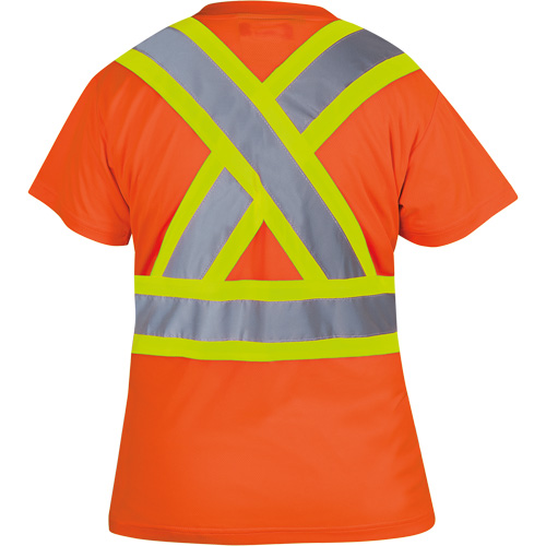 6948 Women's Bird's-Eye Safety T-Shirt, Polyester, X-Small, High Visibility Orange Rock Safety Industrial Ltd