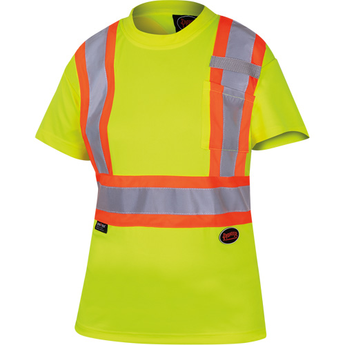 6949 Women's Bird's-Eye Safety T-Shirt, Polyester, X-Small, High Visibility Lime-Yellow Rock Safety Industrial Ltd