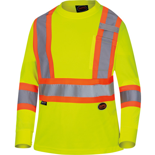6969 Women's Bird's-Eye Long-Sleeved Safety Shirt, Polyester, X-Small, High Visibility Lime-Yellow Rock Safety Industrial Ltd