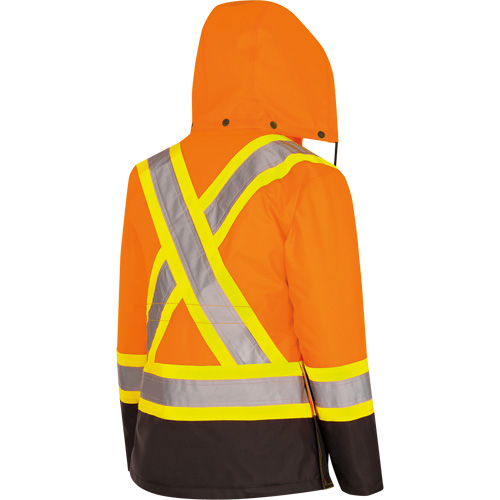 5020BBW Manteau 7 en 1 imperm&eacute;able pour femmes avec capuchon, Polyester/Polyur&eacute;thane, Orange haute visibilit&eacute;, T-petit Rock Safety Industrial Ltd