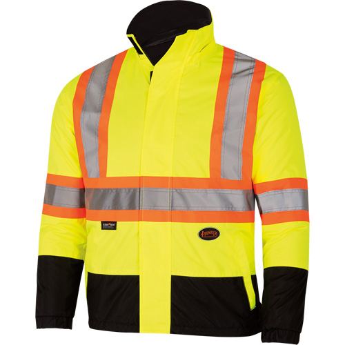5771 Manteau de s&eacute;curit&eacute; imperm&eacute;able r&eacute;versible, Polyester/Polyur&eacute;thane, Jaune lime haute visibilit&eacute;, Petit Rock Safety Industrial Ltd