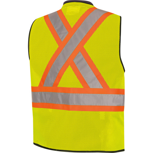 6895 High-Visibility Zip Front Bi-Colour Safety Vest, Black/High Visibility Lime-Yellow, 2X-Large/3X-Large, Polyester Rock Safety Industrial Ltd