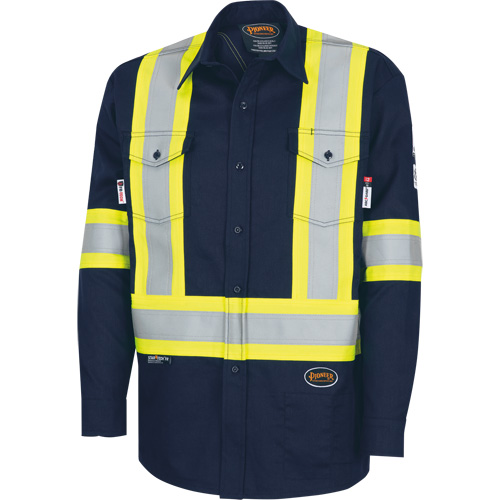 7742SF Chemise de s&eacute;curit&eacute; haute visibilit&eacute; r&eacute;sistant aux arcs &eacute;lectriques 88/12 FR-Tech, Petit, Bleu marin Rock Safety Industrial Ltd