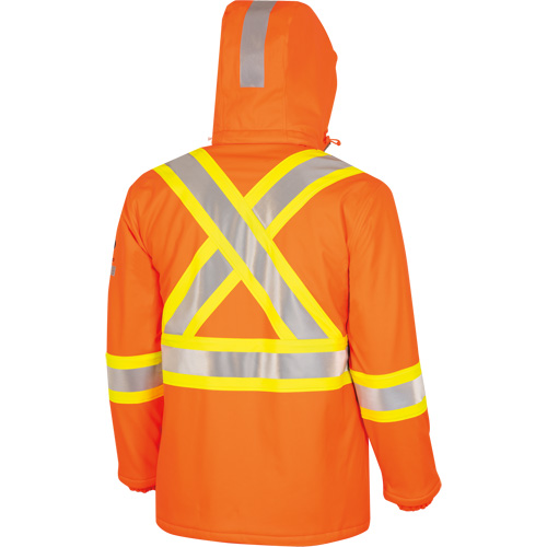 5884 Manteau imperm&eacute;able ignifuge et r&eacute;sistant aux arcs &eacute;lectriques avec capuchon Flash-Gard, Petit, Orange haute visibilit&eacute;, 51 cal/cm² Rock Safety Industrial Ltd