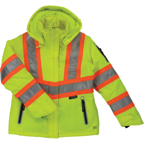 Womens Insulated Flex Safety Jacket, Polyester, High Visibility Lime-Yellow, Small Rock Safety Industrial Ltd