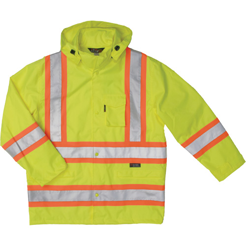 Manteau de s&eacute;curit&eacute; imperm&eacute;able en tissu ind&eacute;chirable Ripstop, Polyester, T-petit, Jaune lime haute visibilit&eacute; Rock Safety Industrial Ltd