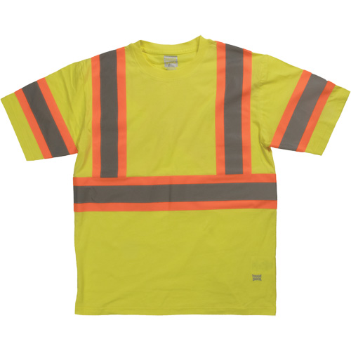 Chemise de s&eacute;curit&eacute; &agrave; manches courtes, Coton, T-petit, Jaune lime haute visibilit&eacute; Rock Safety Industrial Ltd