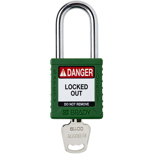Cadenas de verrouillage Velocity, Vert, Cl&eacute;s diff&eacute;rentes, Nylon, Largeur de 1-1/2" Rock Safety Industrial Ltd